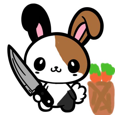 cute bunny holding a knife halloween
