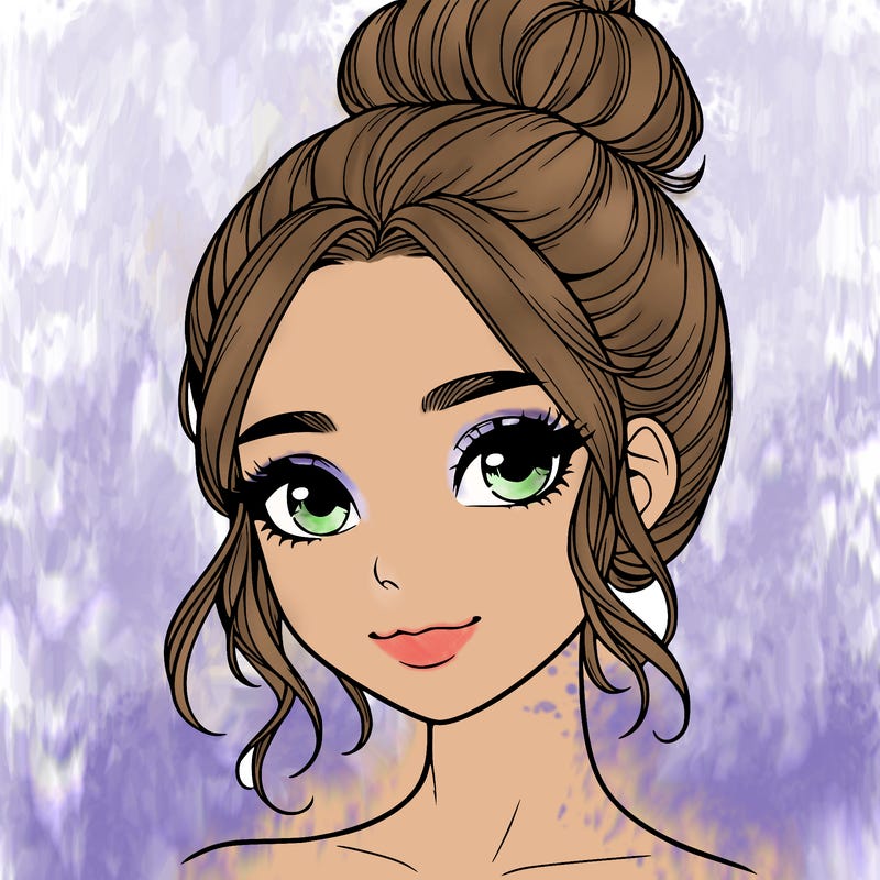 realistic pretty girl with hair in bun
