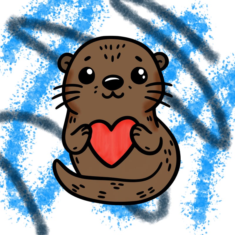 otter with a heart