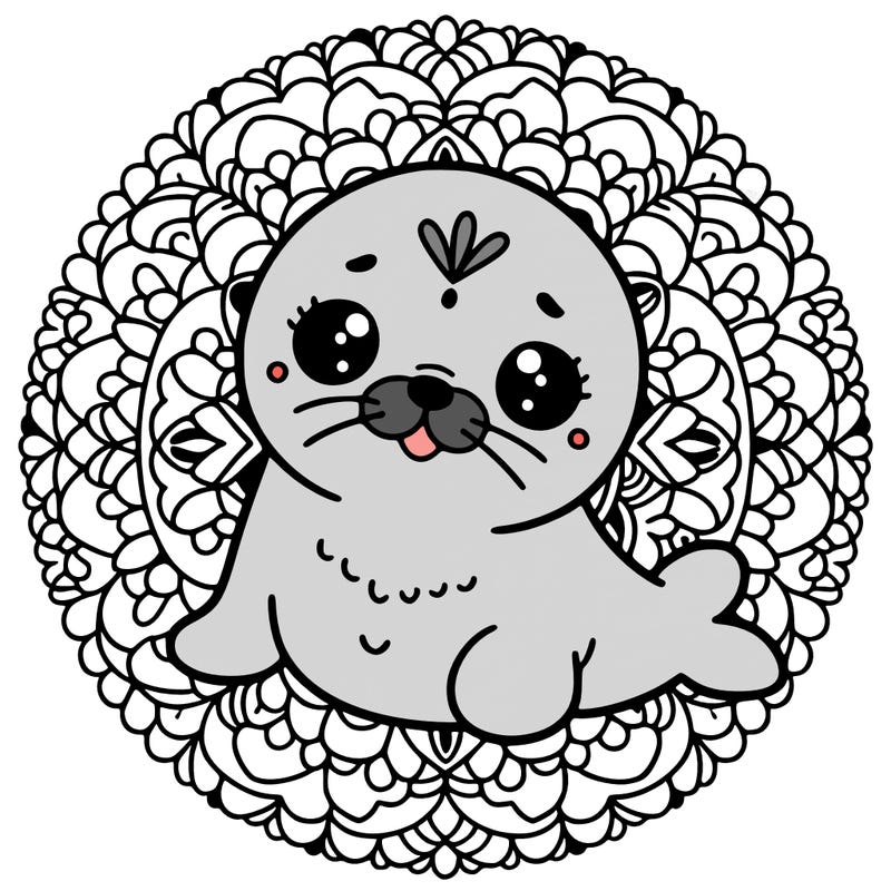a cute baby seal mandala