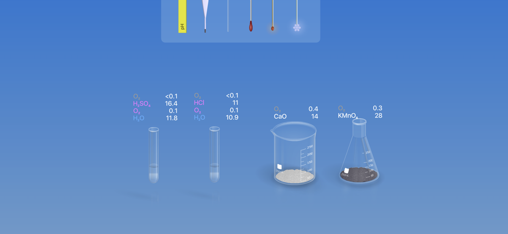 CHEMIST by THIX - A virtual chemistry lab interface featuring test tubes, beakers, and real-time scientific data for chemical experiments