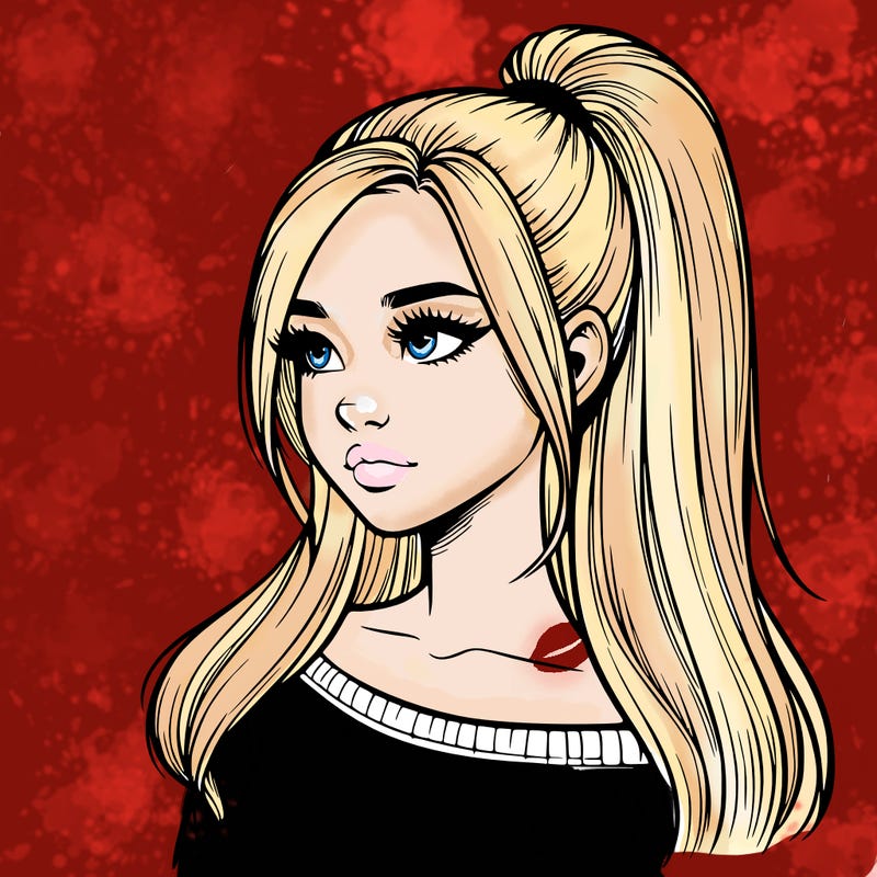 realistic girl with a high ponytail