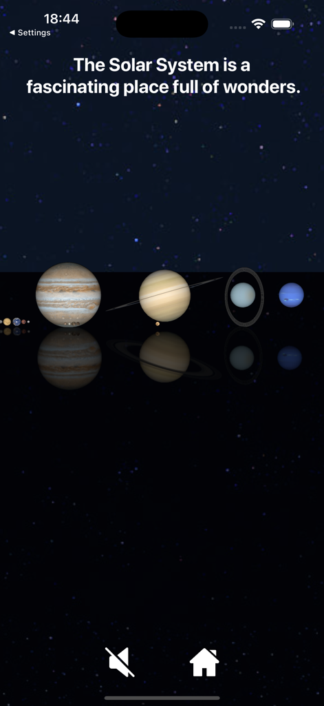 Ein Größenvergleich der Planeten unseres Sonnensystems, einschließlich Jupiter und Saturn, in einer 3D-Weltraumumgebung