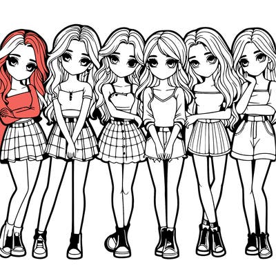 a group of girls realistic