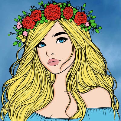 realistic girl with flower crown