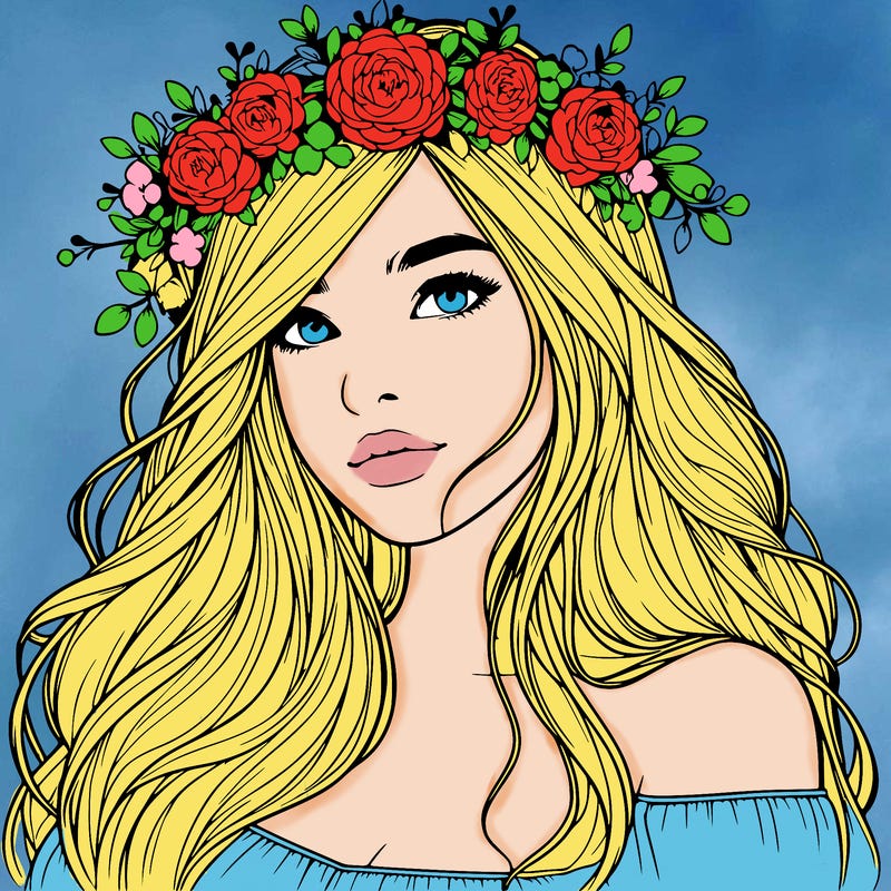 realistic girl with flower crown