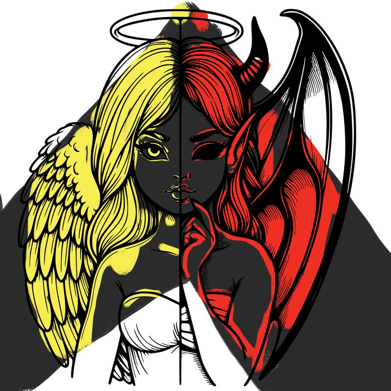 realistic angel half demon