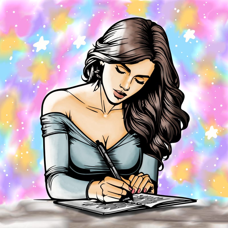 realistic female writing poetry