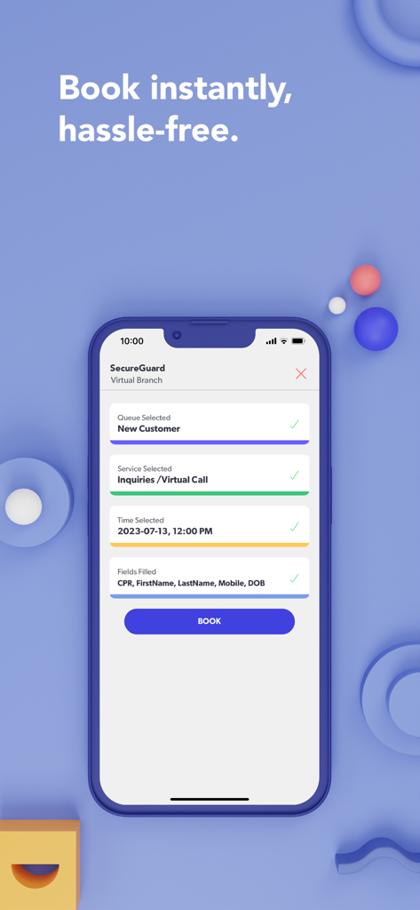 Skiplino - Mobile phone displaying the Skiplino app interface for instant and hassle free booking.