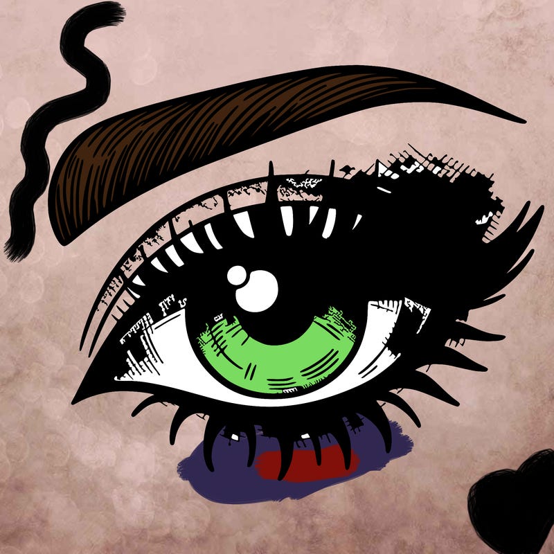 eye with eyeshadow marks