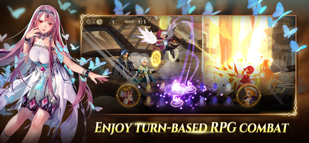 Sdorica tactical RPG gameplay showing turn based combat and anime character art