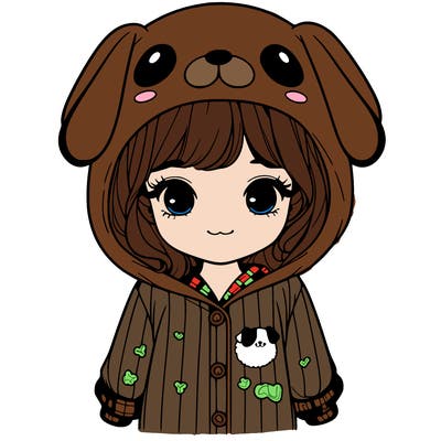 realistic girl in dog pjs