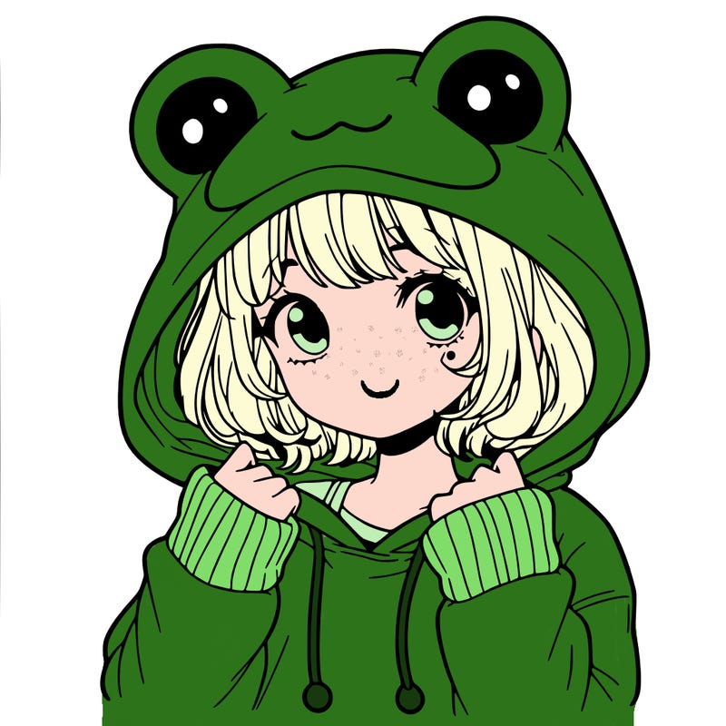 a cute teenage girl wearing a frog hoodie