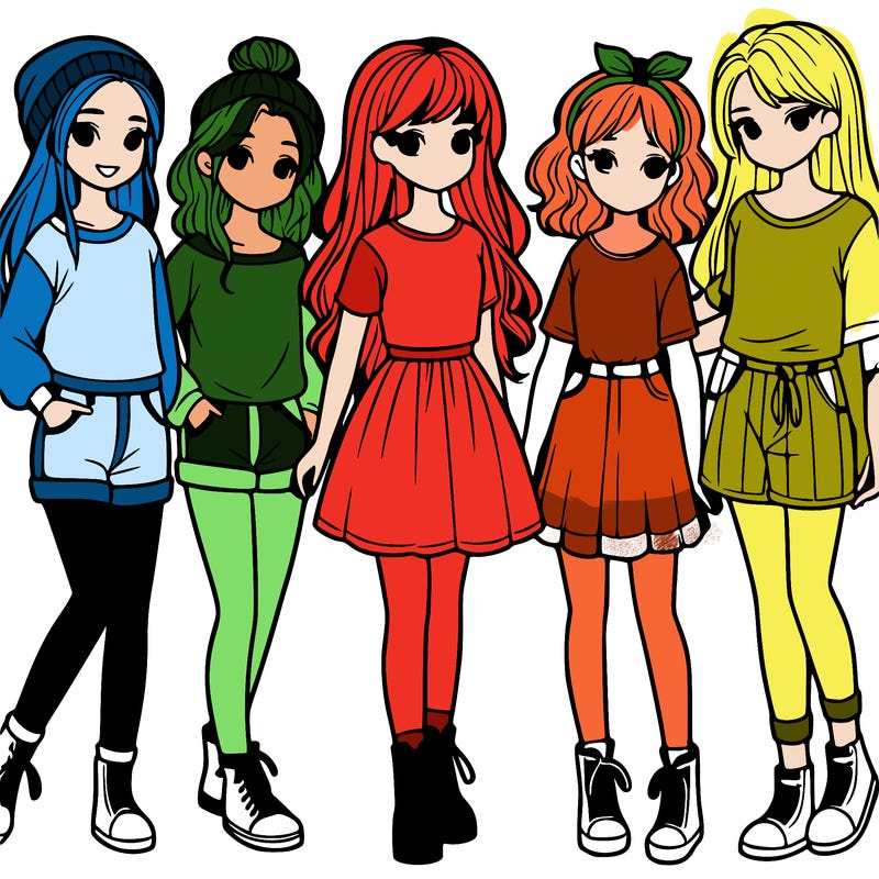 a group of five girls