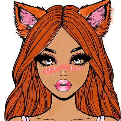 realistic girl with fox ears and realistic lips