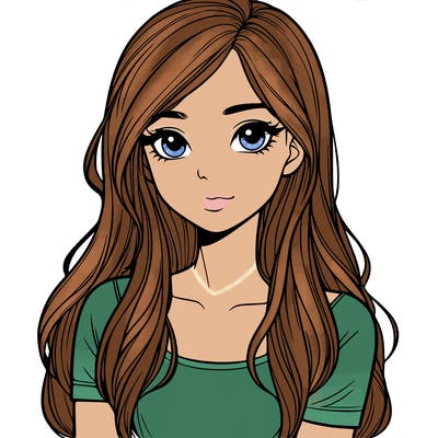 realistic girl with long hair