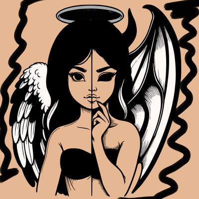 realistic angel half demon