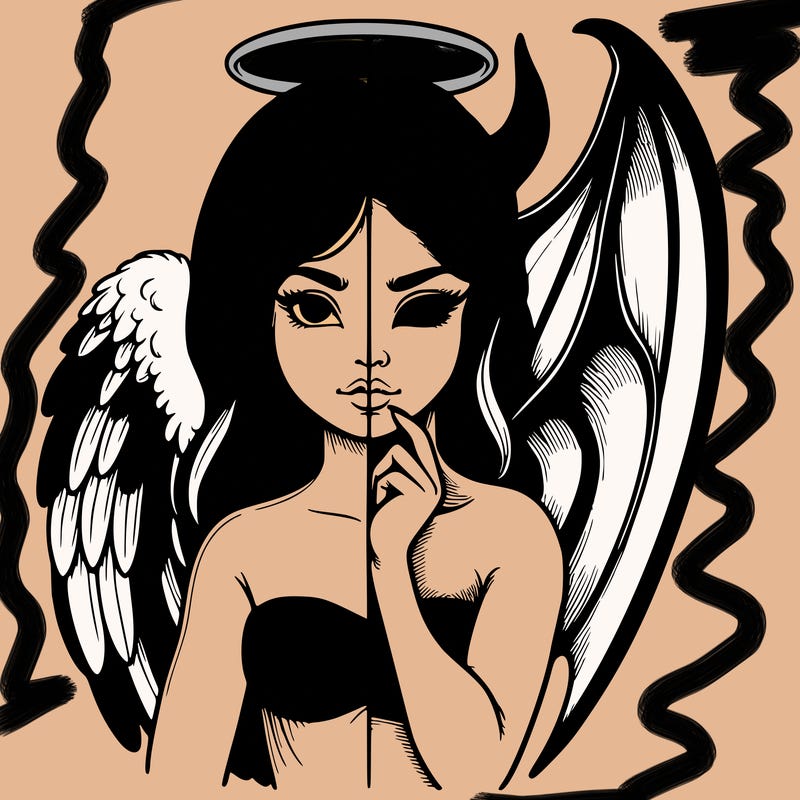 realistic angel half demon