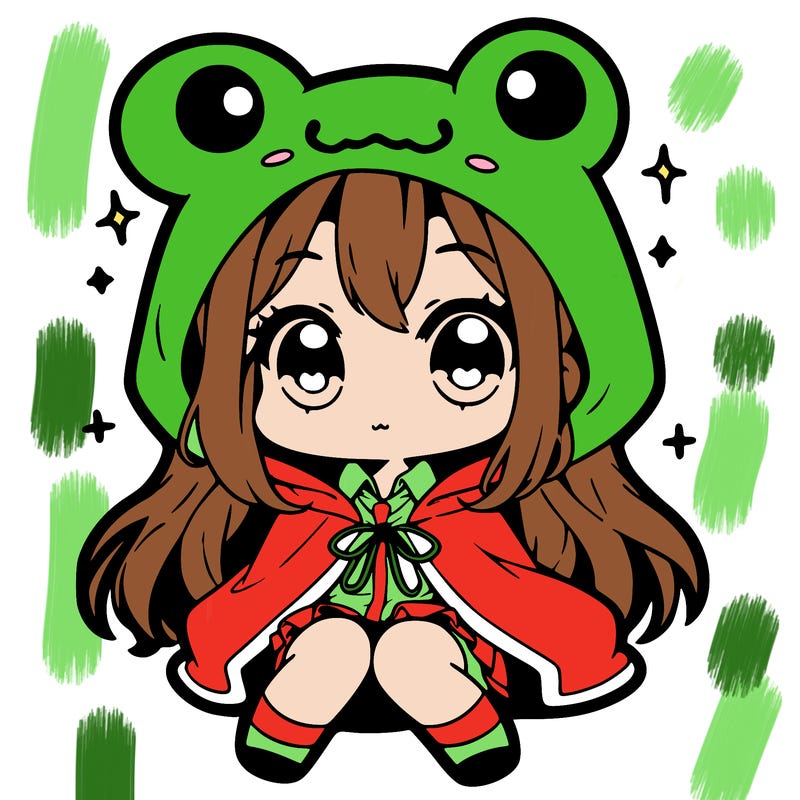 chibi girl with frog hoodie