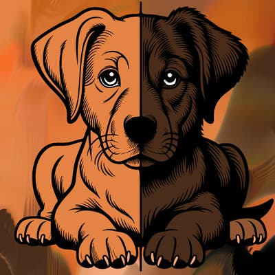 realistic dog split picture