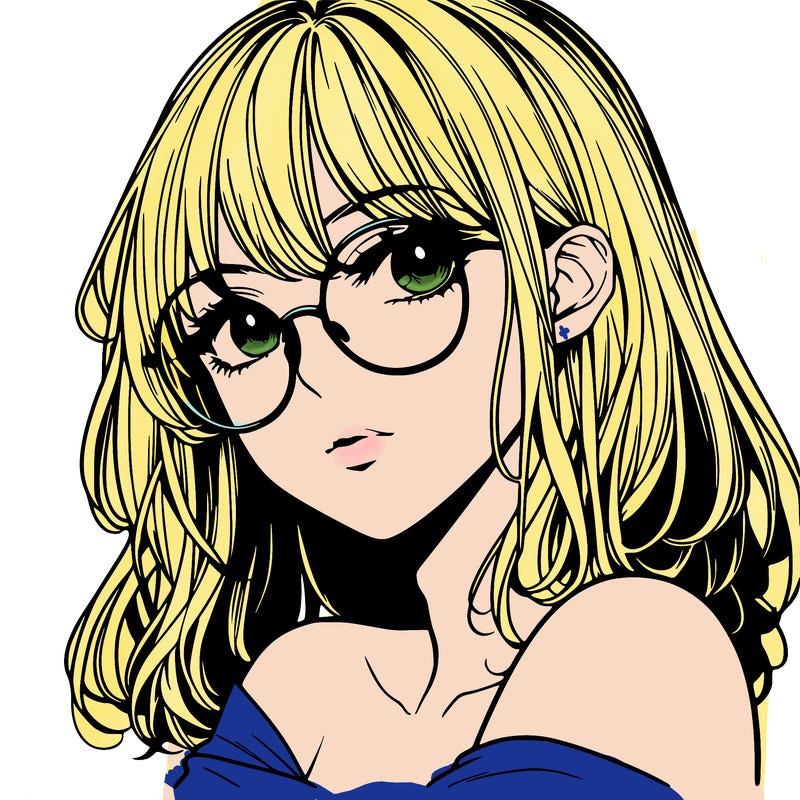 manga woman character with glasses and nice lips