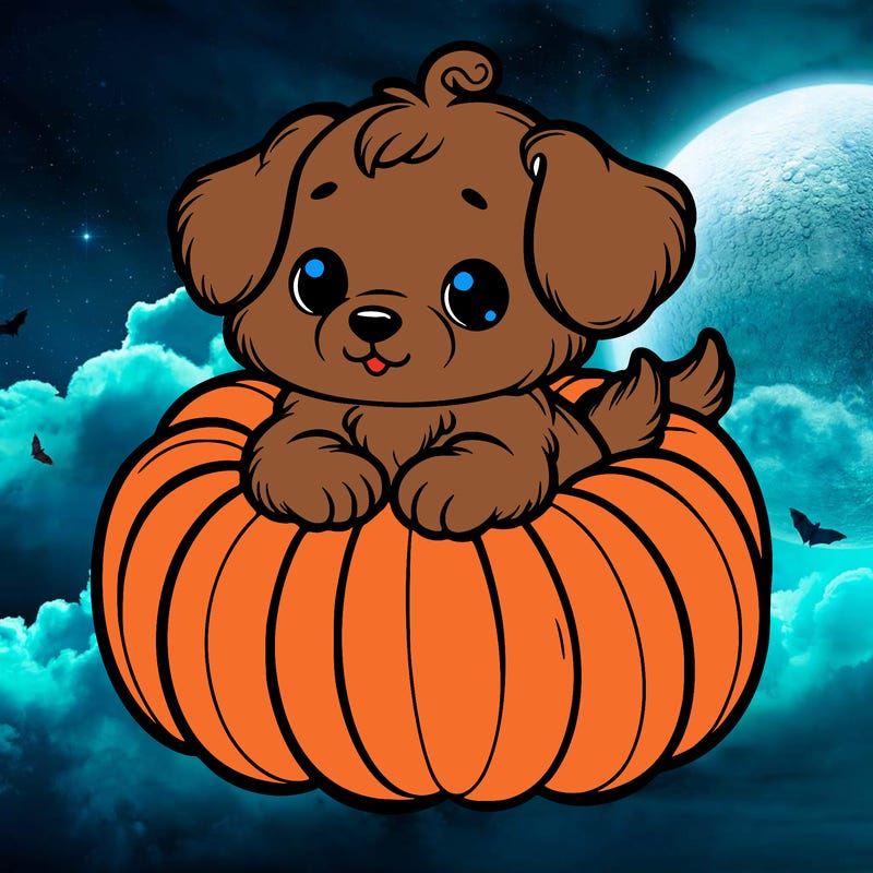 cute little puppy in a pumpkin
