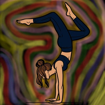 a woman doing a handstand