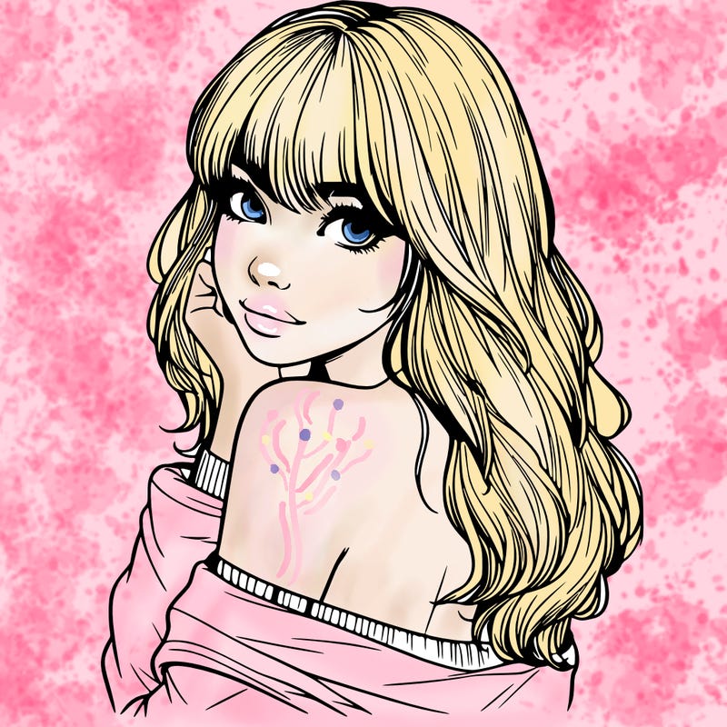 realistic girl with bangs looking over her shoulder