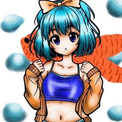 anime girl wearing crop top