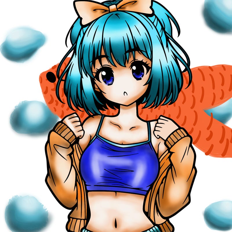 anime girl wearing crop top