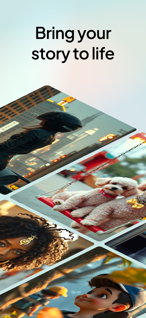 Hypernatural: AI Video Stories - Hypernatural app interface showing various AI-generated video story scenes and characters