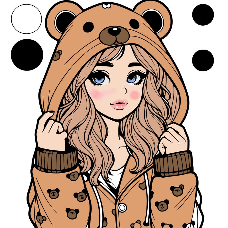 realistic girl in a animal pjs hoodie