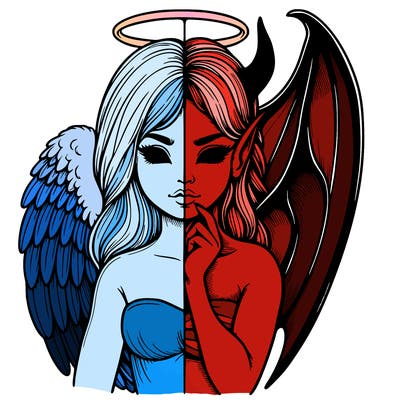 realistic angel half demon