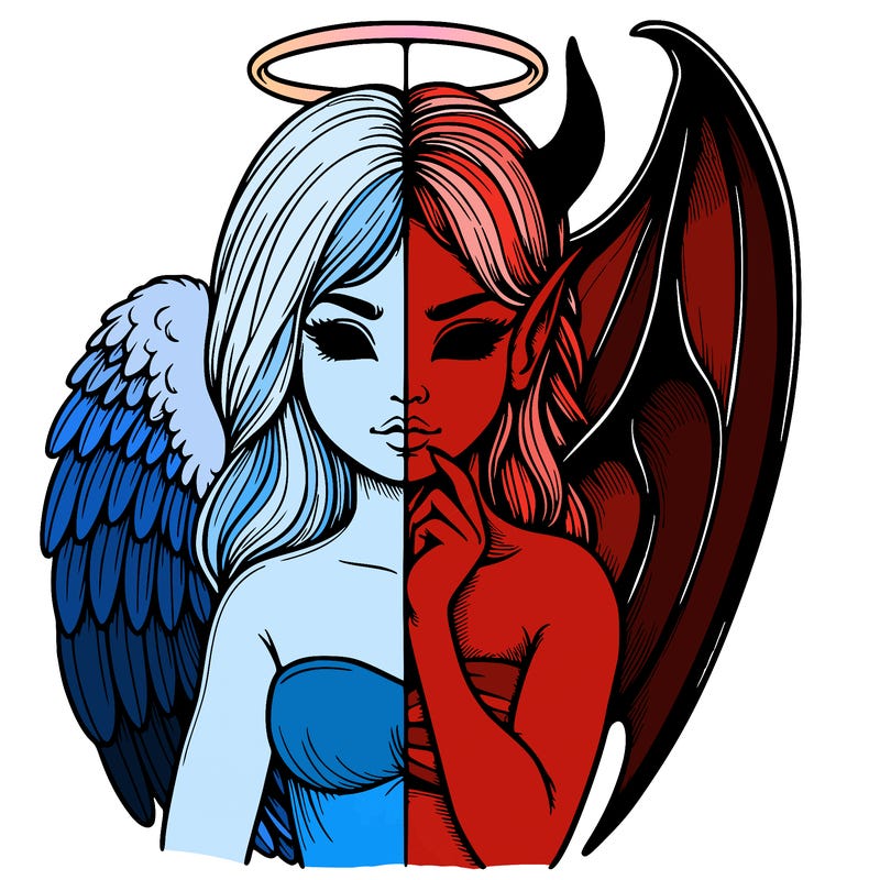 realistic angel half demon