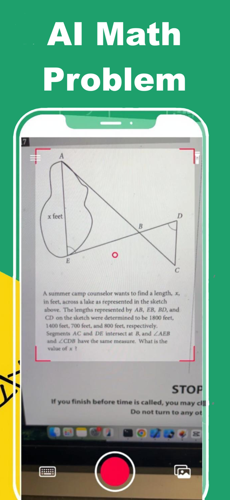 Photo Math AI Problem Solver - Scanning a geometry problem with diagrams using the MathBox AI app