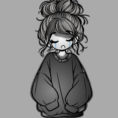 girl with baggy sweatshirt and messy bun