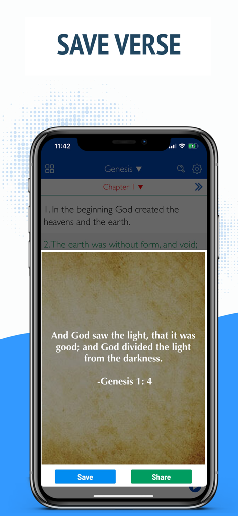 NASB Bible - NAS Holy Version - NASB聖書アプリの画面。聖句画像を保存および作成する機能が表示されています。