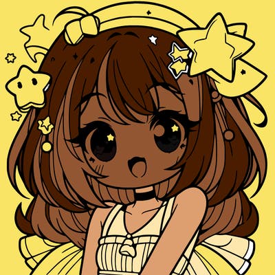 cute anime girl with star accessories