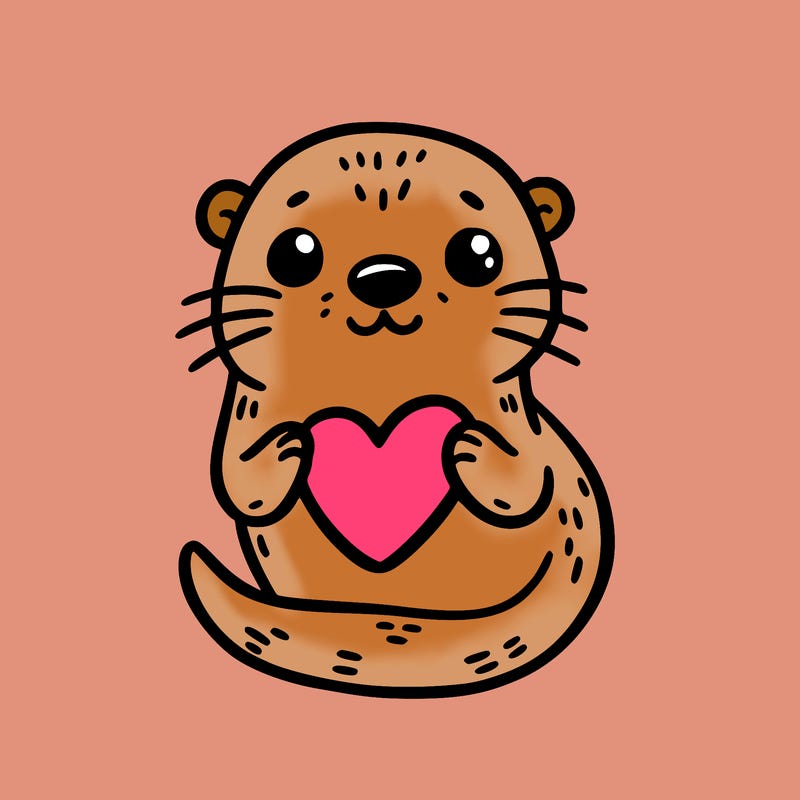 otter with a heart