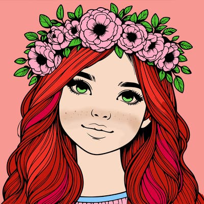 realistic girl with flower crown