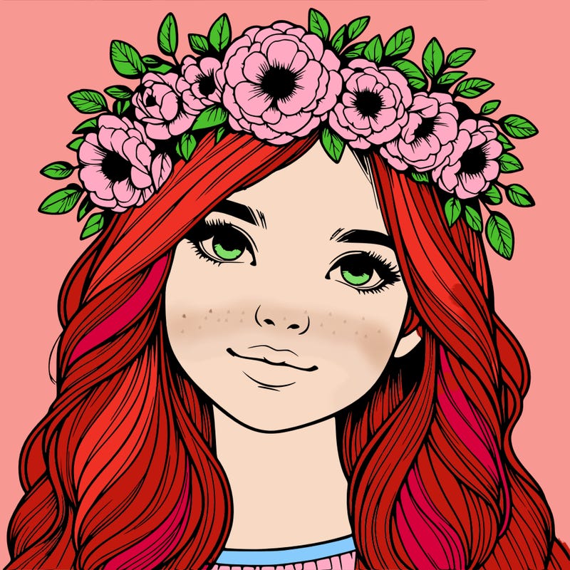 realistic girl with flower crown