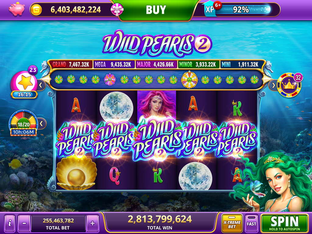 Wild Pearls 2 mermaid themed slot machine gameplay with big wins