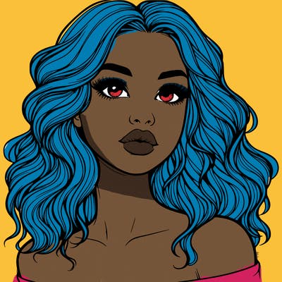 realistic girl with wavy hair and lips