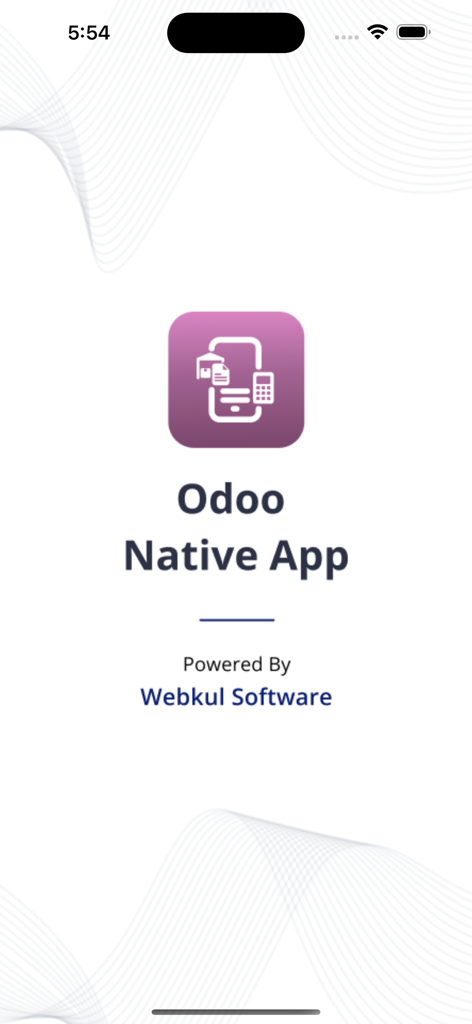 Pantalla de inicio de Odoo Native App impulsada por Webkul Software