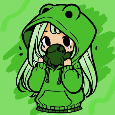 a girl holding a froggy hoodie