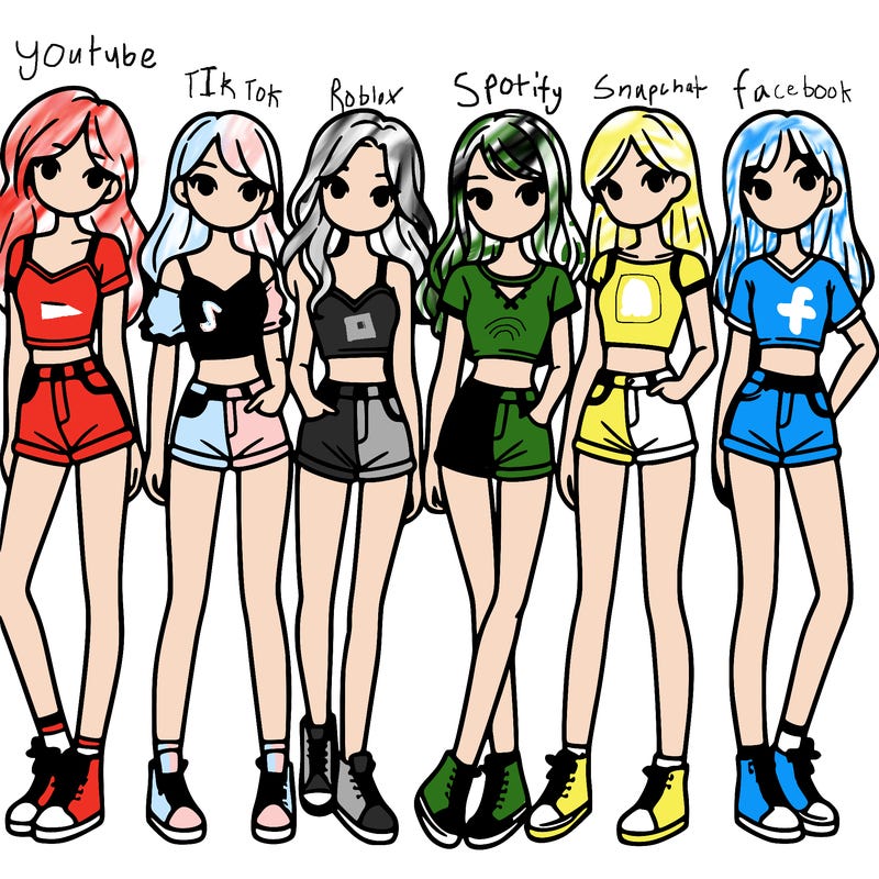 a group of girls wearing crop tops and shorts