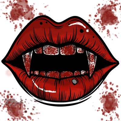 lips with vampire teeth