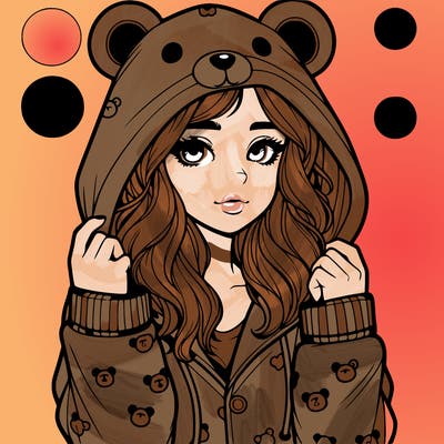 realistic girl in a animal pjs hoodie