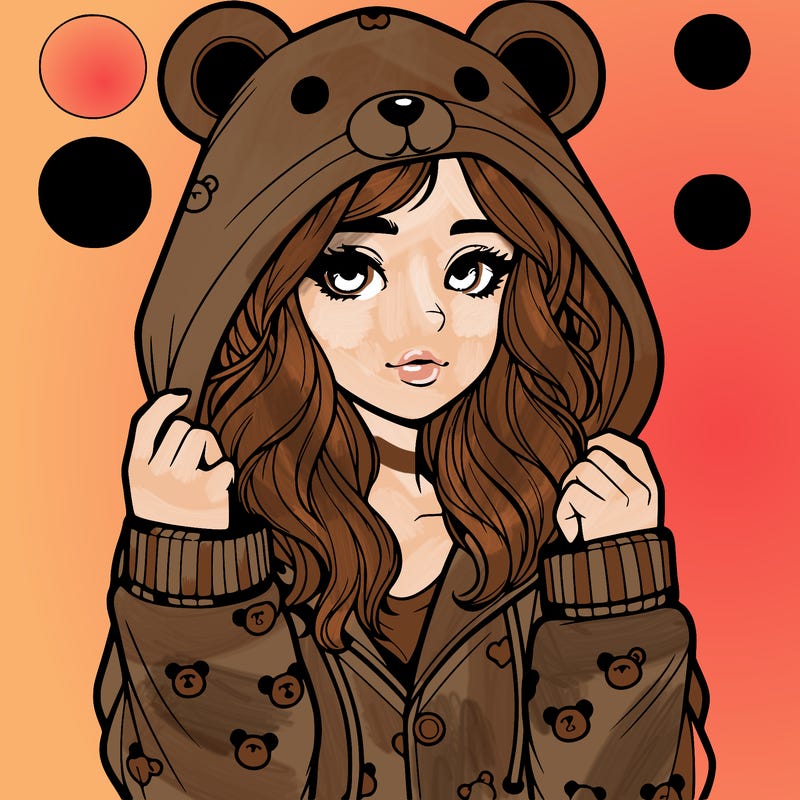 realistic girl in a animal pjs hoodie