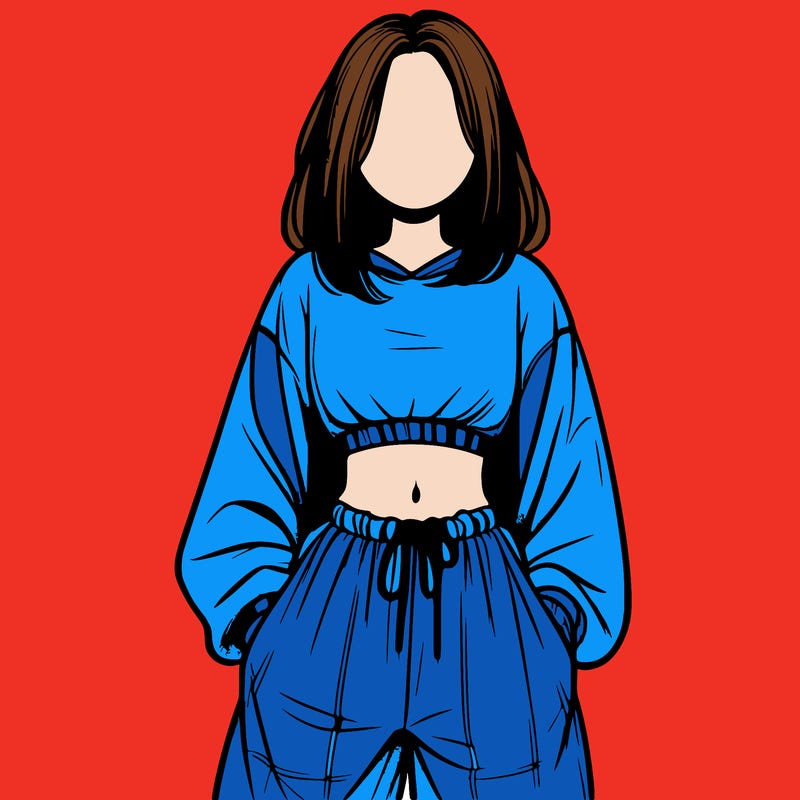 realistic girl faceless with baggy pants and a crop top